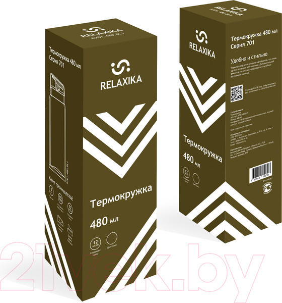 Изображение товара Термокружка Relaxika 701 (480мл, хаки)