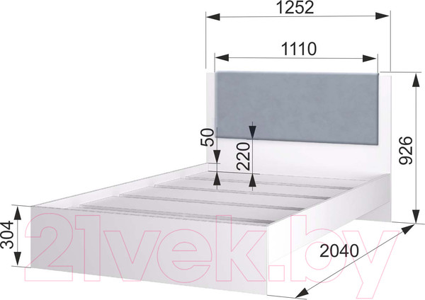 Изображение товара Полуторная кровать Аквилон Акцент №1200М (белое сияние/веллюкс 49)
