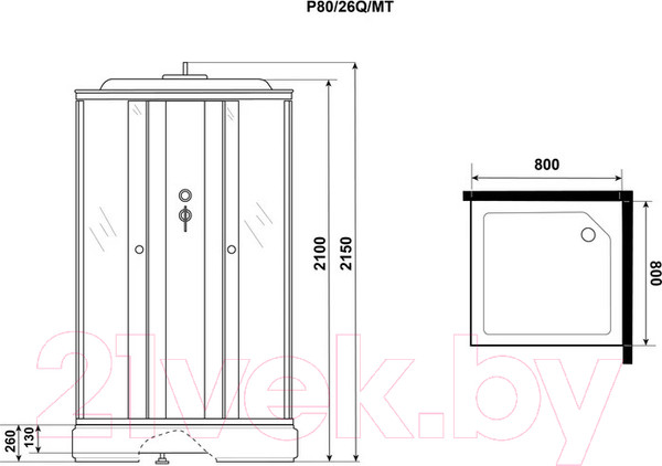 Изображение товара Душевая кабина Niagara Promo P80/26Q/MT 80x80x215
