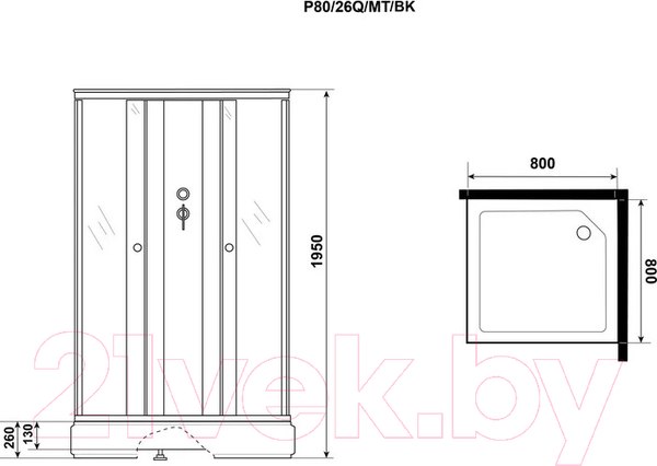 Изображение товара Душевая кабина Niagara Promo P80/26Q/MT/BK 80x80x195