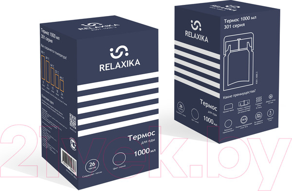 Изображение товара Термос для еды Relaxika 301 (1л, темно-синий)