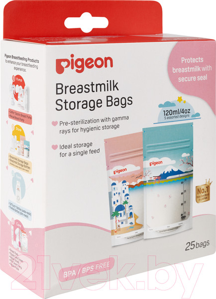 Изображение товара Набор пакетов для хранения молока Pigeon Holiday / 79320 (120мл, 25шт)