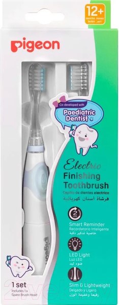 Изображение товара Электрическая зубная щетка Pigeon Electric Finishing Toothbrush для детей от 12 мес / 79244 (2 насадки)