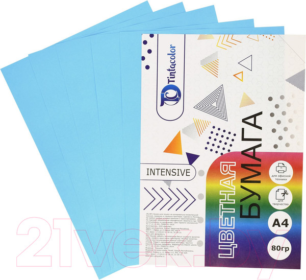 Изображение товара Бумага Tintacolor А4 80 г/м2 / 411082 (500л, интенсив синий)