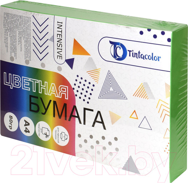 Изображение товара Бумага Tintacolor А4 80 г/м2 / 411068 (500л, интенсив зеленый)