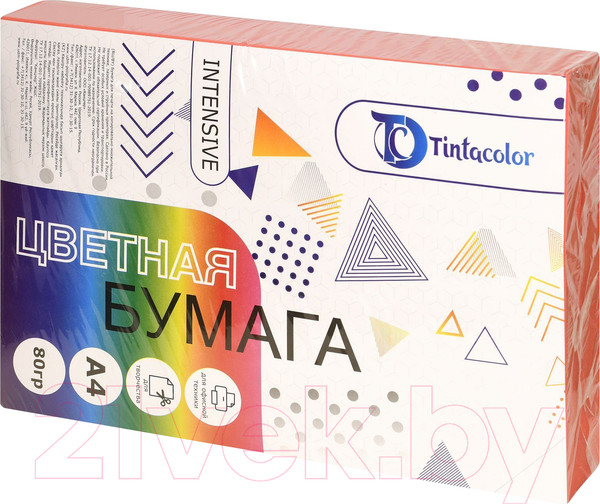 Изображение товара Бумага Tintacolor А4 80 г/м2 / 411044 (500л, интенсив красный)