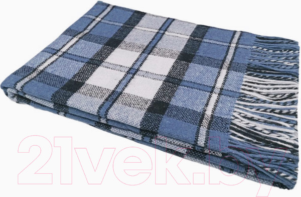 Изображение товара Плед Vladi Палермо Crocus 140x200 / 07448 04 (белый/серо-голубой/темно-синий)