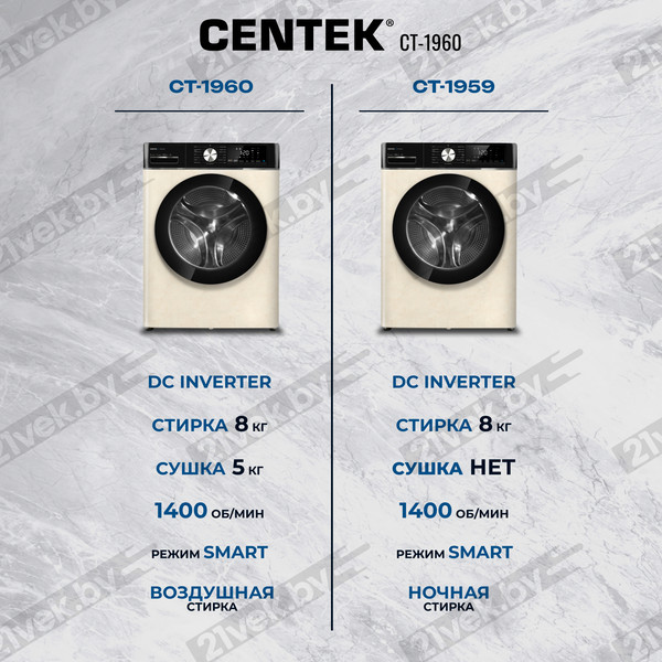 Изображение товара Стирально-сушильная машина Centek CT-1960 (бежевый)