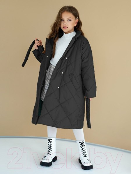 Изображение товара Пальто детское Amarobaby Pretty / AB-OD23-PRETTY29/10-146 (графит, р.146-152)