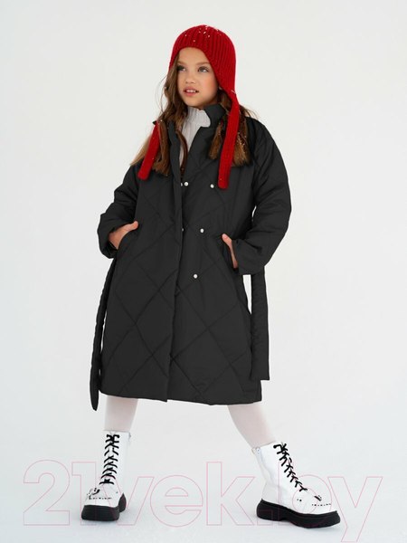 Изображение товара Пальто детское Amarobaby Pretty / AB-OD23-PRETTY29/10-146 (графит, р.146-152)