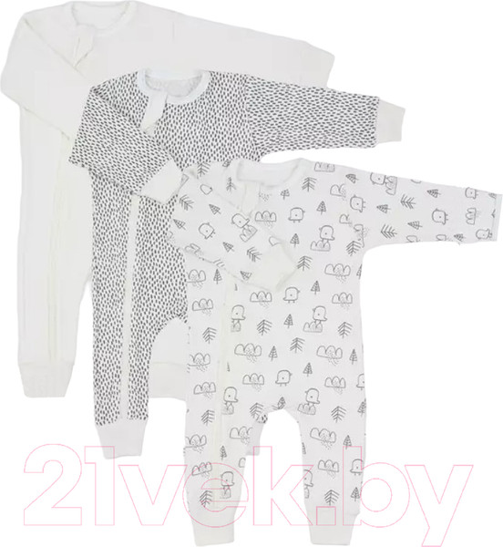 Изображение товара Набор комбинезонов для малышей MOWbaby Birds / 1282 (Milk, р.68)