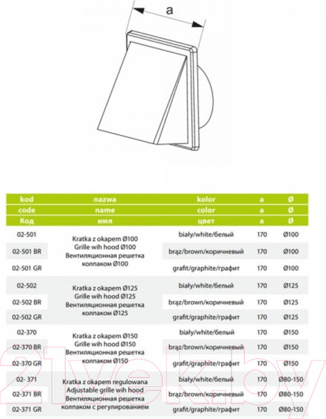 Изображение товара Решетка вентиляционная AirRoxy 02-502BR (коричневый)