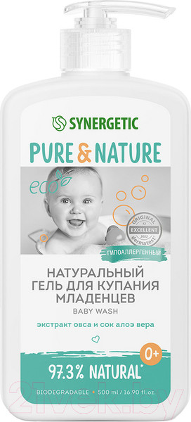 Изображение товара Гель для душа детский Synergetic Натуральный гипоаллергенный Для младенцев 0+ (500мл)