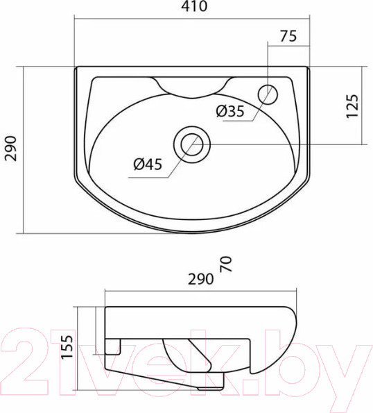 Изображение товара Тумба с умывальником Volna Adel 40.1D c умывальником Азов 40 (напольная)