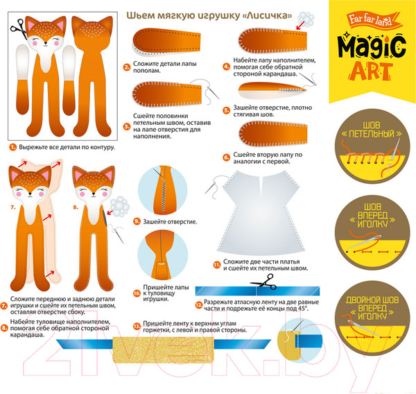 Изображение товара Набор для шитья Десятое королевство Мягкая игрушка Лисичка / 04916