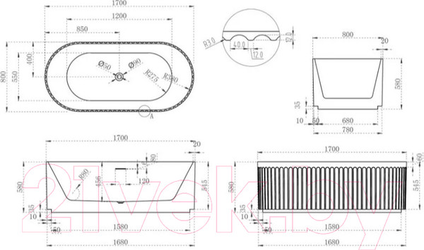 Изображение товара Ванна акриловая Abber AB9410-1.7