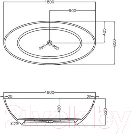 Изображение товара Ванна из полиэфирной смолы Abber Kristall AT9702 Emerald (зеленый)