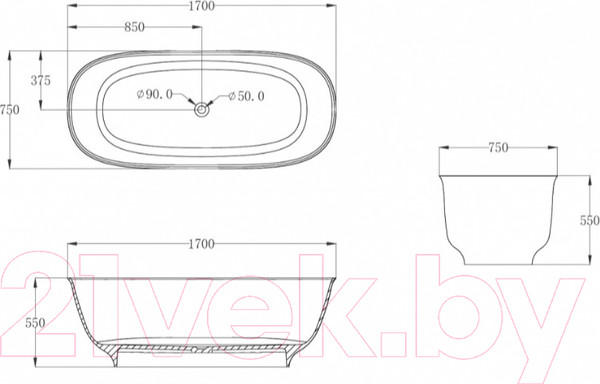 Изображение товара Ванна из полиэфирной смолы Abber Kristall AT9707 Emerald (зеленый)