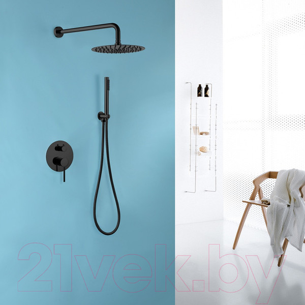 Изображение товара Душевая система со смесителем Abber Emotion AF8818B (черный матовый)