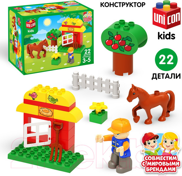 Изображение товара Конструктор Unicon Лошадка с домиком / 9468366 (22эл)
