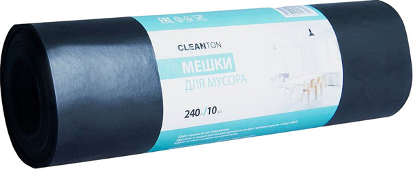 Изображение товара Пакеты для мусора Cleanton 240л 60мкм / 997206 (10шт, черный)