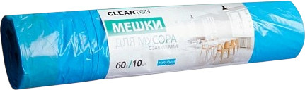 Изображение товара Пакеты для мусора Cleanton 60л 22мкм / 988911 (10шт, голубой)