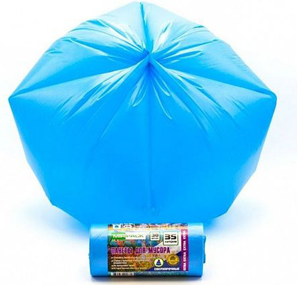 Изображение товара Пакеты для мусора Mirpack Extra 35л 12мкм / 9111139 (30шт, синий)