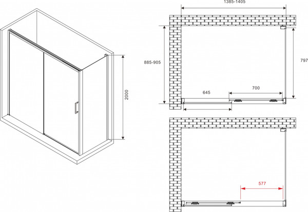 Изображение товара Душевой уголок Abber Komfort AG93140B-S92B