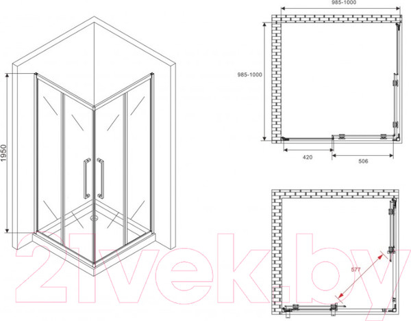 Изображение товара Душевой уголок Abber Schwarzer Diamant AG02100BMH
