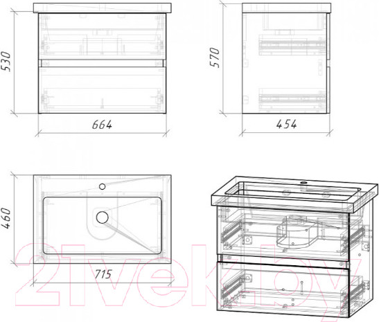 Изображение товара Тумба под умывальник Grossman Юнит 70 / 2070131