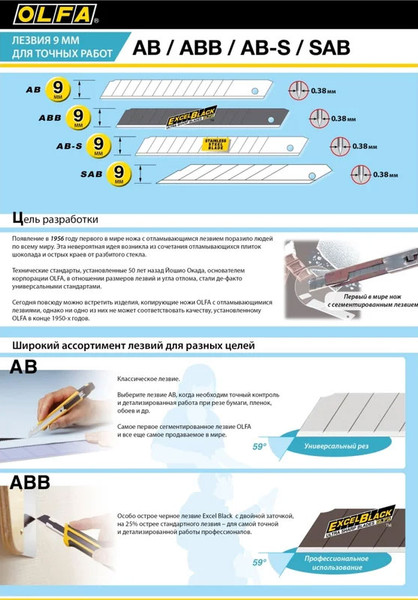 Изображение товара Набор сменных лезвий Olfa ASB-10 (10шт)