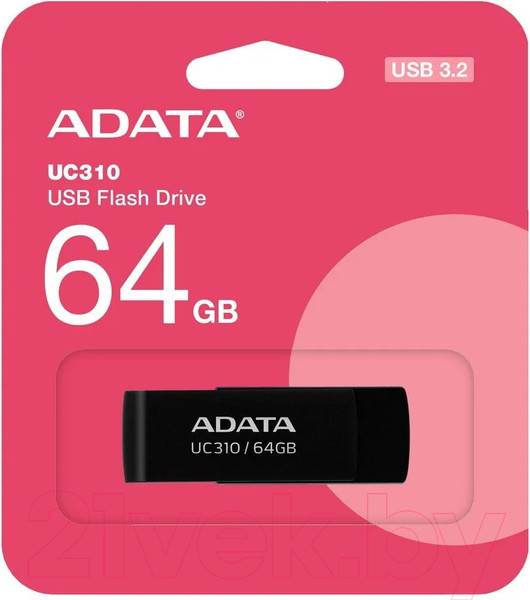 Изображение товара USB flash накопитель A-data UC310 64GB (UC310-64G-RBK)