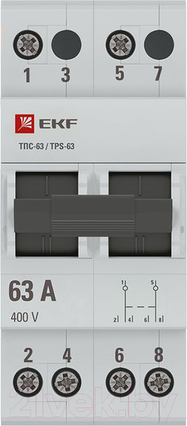 Изображение товара Переключатель EKF PROxima ТПС-63 2P 63А / TPS263