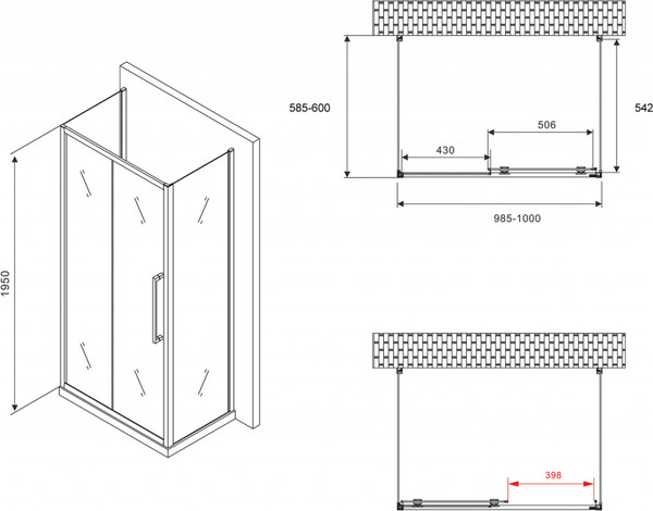 Изображение товара Душевой уголок Abber Schwarzer Diamant AG30100H-S60-S60