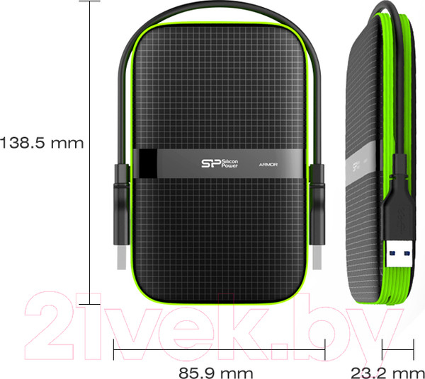 Изображение товара Внешний жесткий диск Silicon Power Armor A60 1TB Black (SP010TBPHDA60S3A)