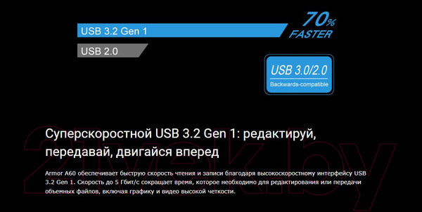 Изображение товара Внешний жесткий диск Silicon Power Armor A60 1TB Black (SP010TBPHDA60S3A)