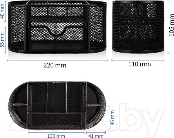 Изображение товара Органайзер настольный Deli Овальная / 8902 (черный)