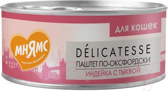 Изображение товара Влажный корм для кошек Мнямс Индейка с тыквой Паштет по-оксфордски / 176670 (100г)