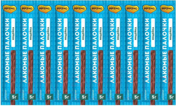 Изображение товара Лакомство для кошек Мнямс Лакомые палочки для котят из индейки / 175086 (10x5г)