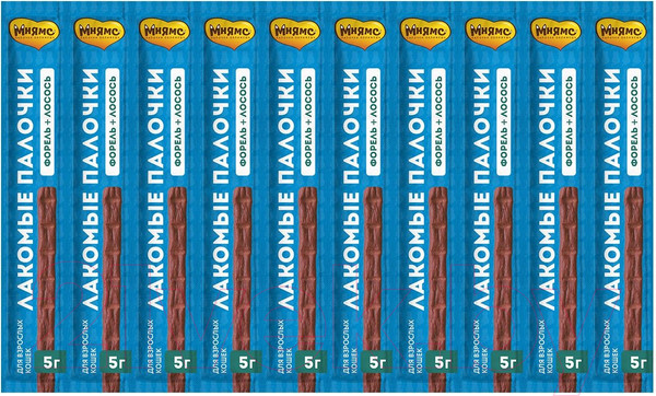 Изображение товара Лакомство для кошек Мнямс Лакомые палочки с форелью и лососем / 175048 (10x5г)