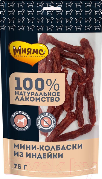 Изображение товара Лакомство для собак Мнямс Мини-колбаски из индейки / 170531 (75г)