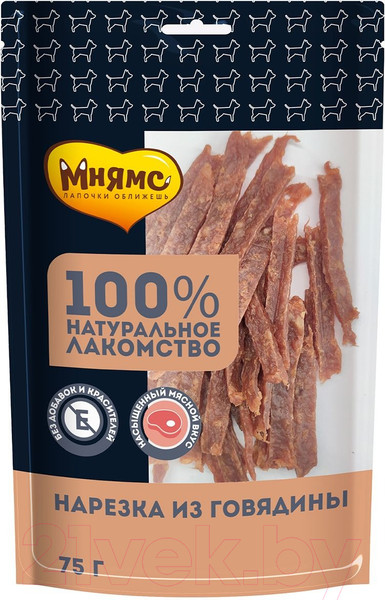 Изображение товара Лакомство для собак Мнямс Нарезка из говядины / 170593 (75г)