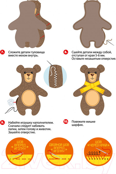 Изображение товара Набор для шитья Десятое королевство Мягкая игрушка из меха Мишка / 05140