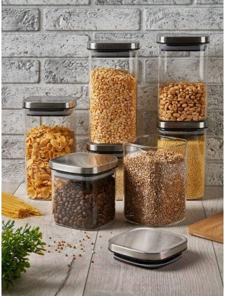 Изображение товара Набор емкостей для хранения Eley С крышкой из натуральной акации / ELJAR7921 (1.1л)