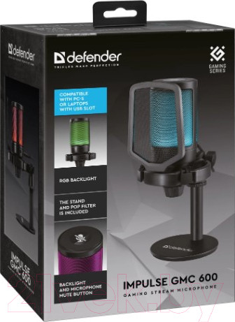 Изображение товара Микрофон Defender Impulse GMC 600 USB RGB / 64660