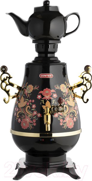 Изображение товара Электросамовар Centek CT-0092 B (черный/рисунок/золото)