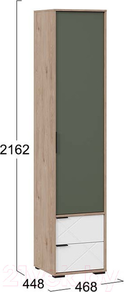 Изображение товара Шкаф-пенал ТриЯ Лео ТД-410.07.21 (гикори джексон/белый матовый/дымчатый зеленый)