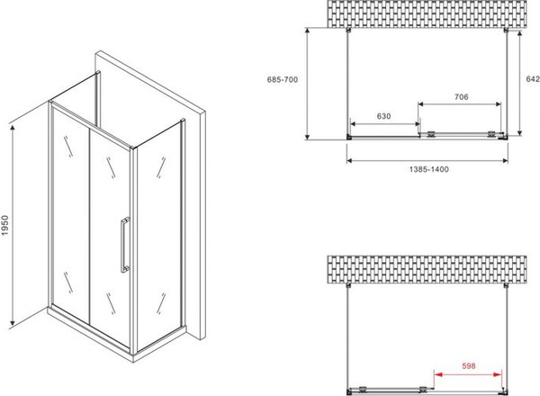 Изображение товара Душевой уголок Abber Schwarzer Diamant AG30140BMH-S70BM-S70BM