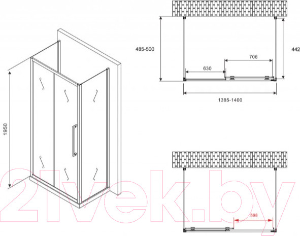 Изображение товара Душевой уголок Abber Schwarzer Diamant AG30140MH-S50M-S50M