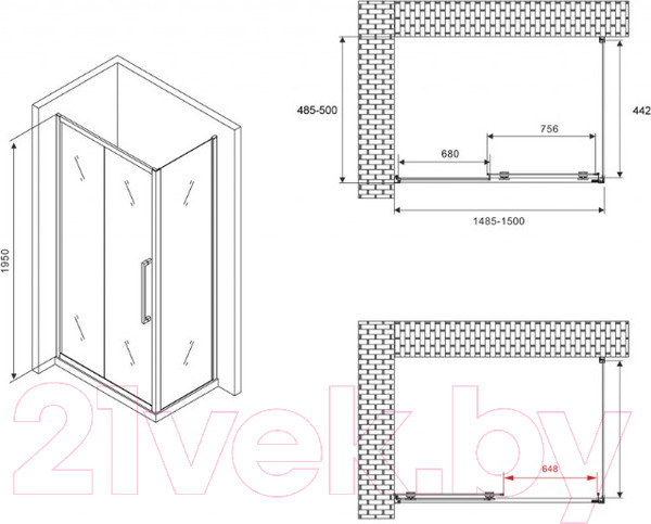 Изображение товара Душевой уголок Abber Schwarzer Diamant AG30150H-S50